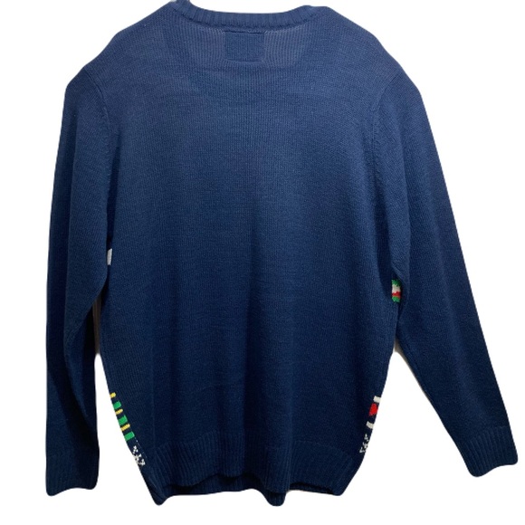 JEM Holiday Sweater XL Ugly Christmas Blue Graphic Pullover Unisex Adult Party - Picture 2 of 10